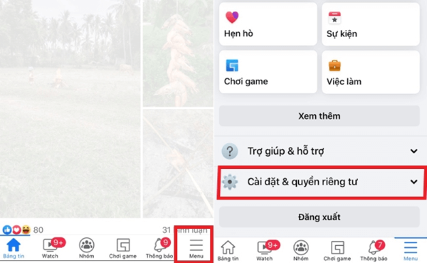 Chọn “Cài đặt & Quyền riêng tư”