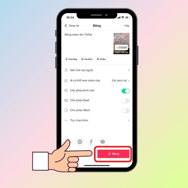 Nhấn “Đăng” để chia sẻ công khai