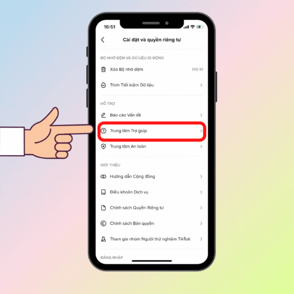 Chọn “Trung tâm Trợ giúp”