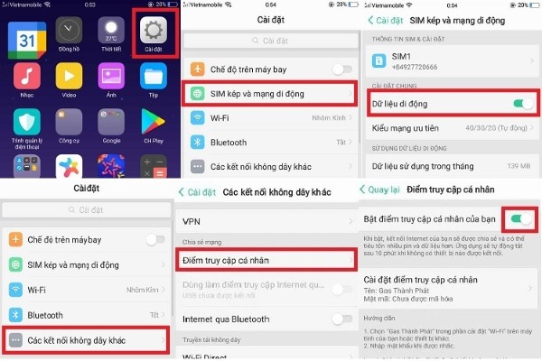Bật Điểm truy cập cá nhân