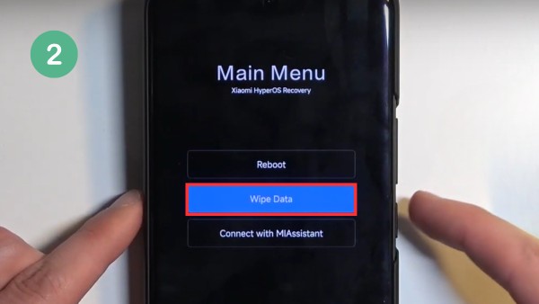 Di chuyển đến mục Wipe Data