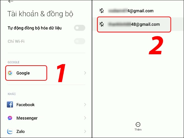 Nhấn vào tài khoản Gmail