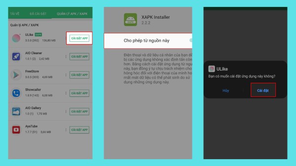Cho phép cài đặt app từ nguồn không xác định
