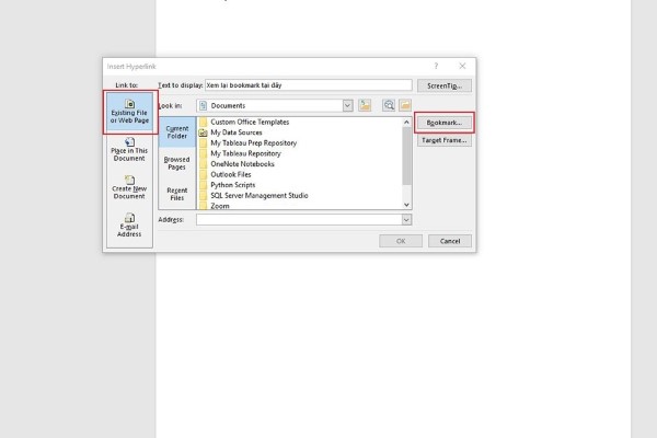 Chọn phần Existing File or Web Page