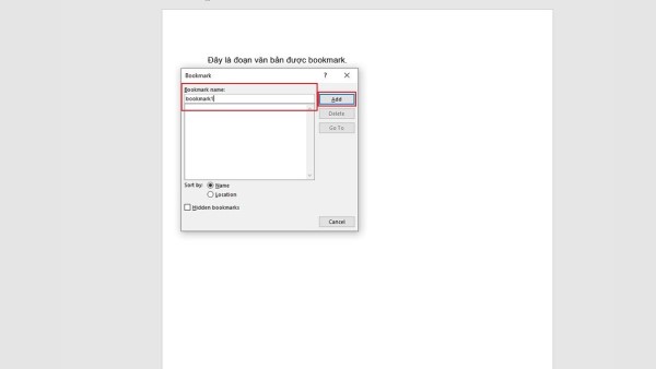 Nhấn Add để lưu Bookmark