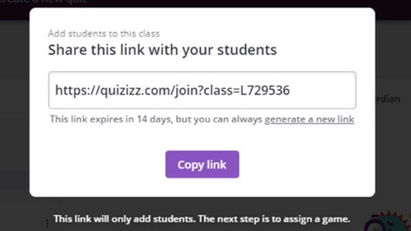 Gửi liên kết/mã lớp cho các học sinh 