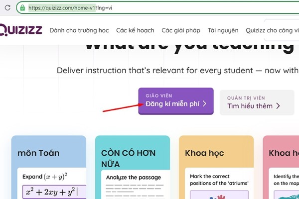 Nhấn Đăng ký miễn phí