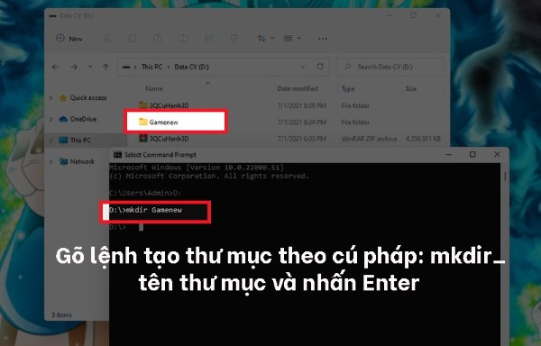 Nhập tên thư mục rồi nhấn Enter
