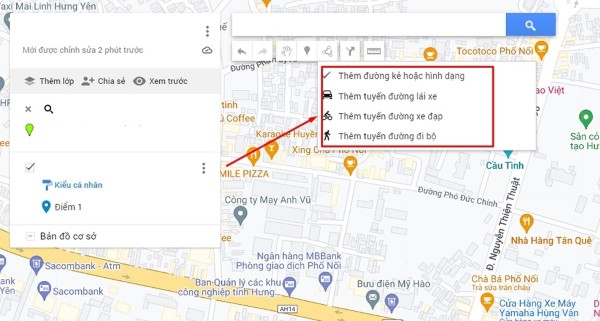 Nhấn thêm các điểm trung gian