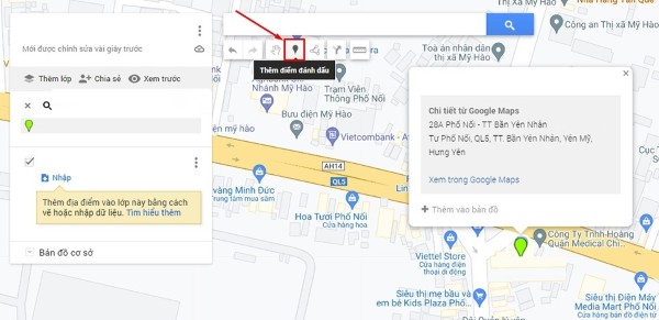 Chọn công cụ “Thêm điểm đánh dấu”