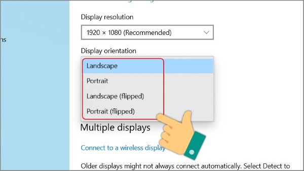 Chọn hướng muốn quay màn hình mong muốn