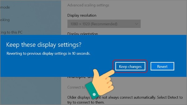 Nhấn Keep Changes để lưu thay đổi