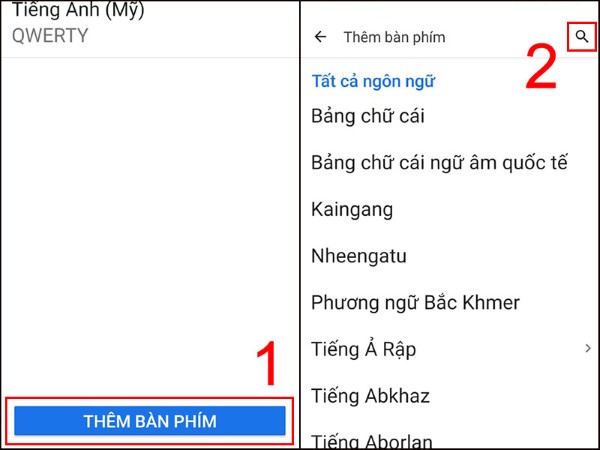 Chọn “Thêm bàn phím”