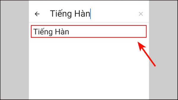 Nhập từ khóa “Tiếng Hàn” 