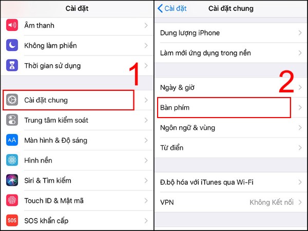 Nhấn vào Bàn phím