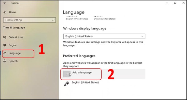 Chọn Language (Ngôn ngữ)