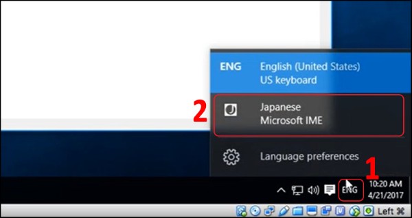 Nhấn biểu tượng ENG (hoặc VIE)