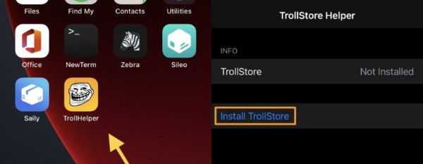Chọn “Install TrollStore”
