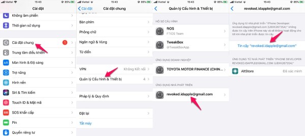 Vào Cài đặt chung > chọn Quản lý thiết bị