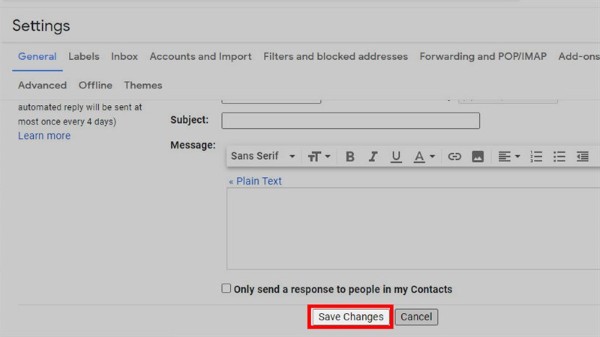 Nhấn nút Lưu thay đổi (Save Changes)