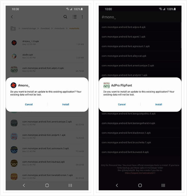 Nhấn vào tệp #mono_1.0.apk để bắt đầu cài đặt