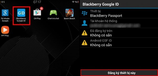 Nhấn đăng ký thiết bị này