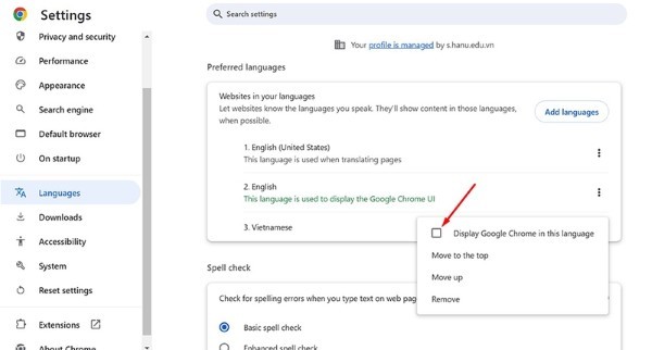 Chọn Display Google Chrome in this language