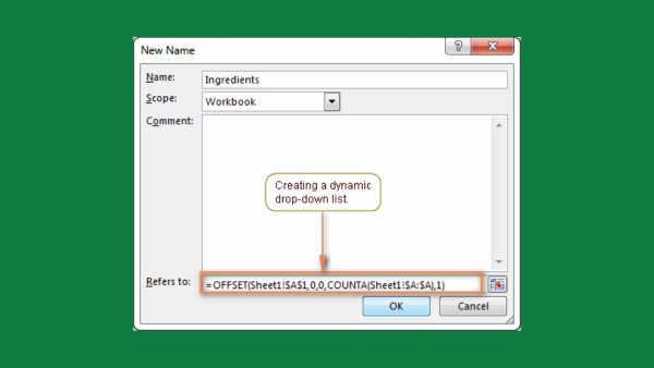 Tiến hành tạo một Named Range