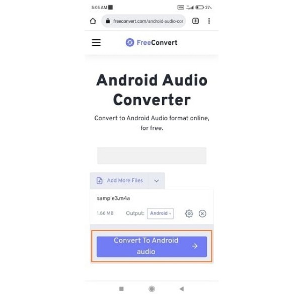Nhấn “Convert to Android Audio”