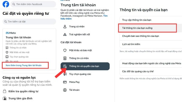 Chọn “Thông tin và quyền của bạn”