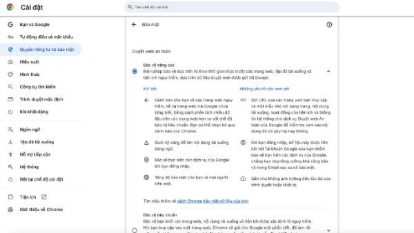 Chọn “Enhanced Protection” 