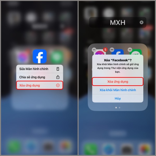 Chọn Xóa ứng dụng
