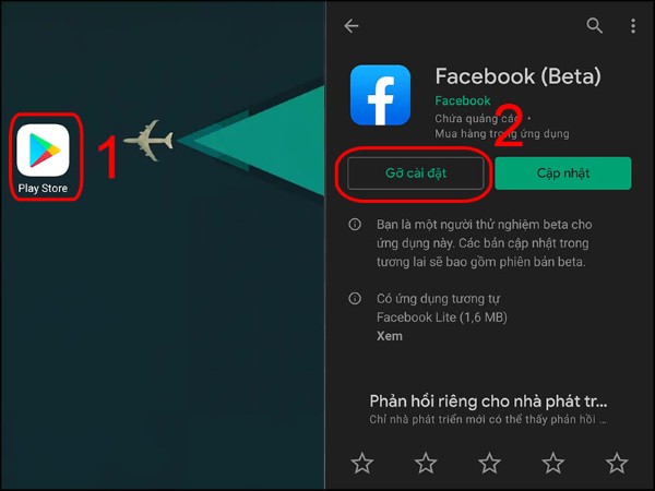 Gỡ ứng dụng Facebook và cài đặt lại