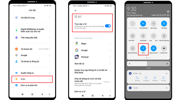 Bật Vị trí > Luôn cho phép