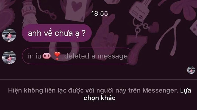 Nội dung thông báo "Hiện không liên lạc được với người này trên Messenger" 