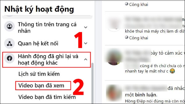 Chọn mục Video bạn đã xem