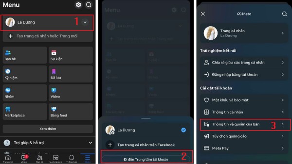 Chọn Thông tin và quyền của bạn