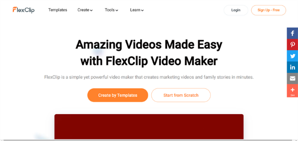 Website chỉnh sửa video flexclip.com