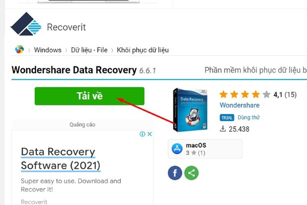 Tải và cài đặt Wondershare Data Recovery