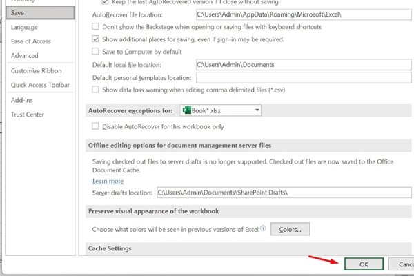 Nhấn OK để lưu thay đổi