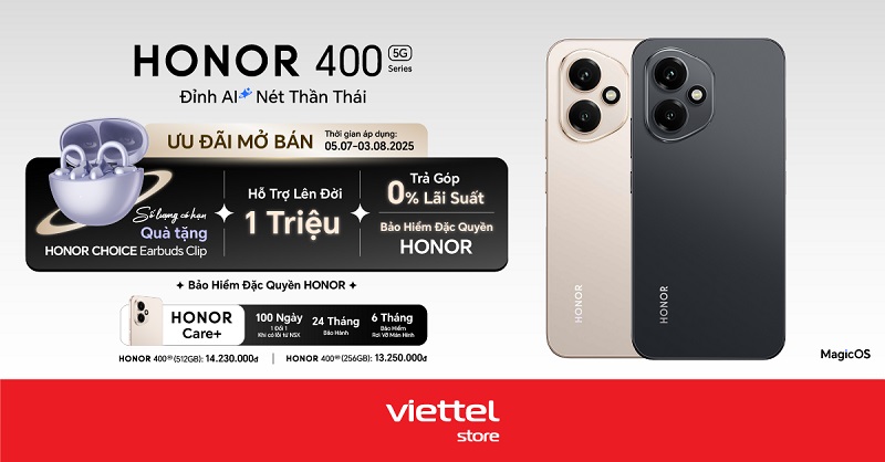 Hotsale mở bán HONOR 400 5G – Đỉnh AI, nét thần thái, nhận ngay bộ quà tặng giới hạn