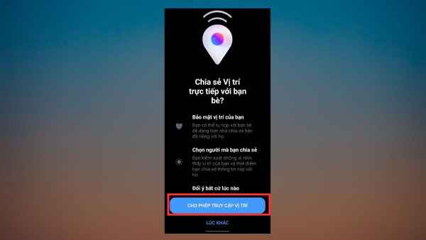 Cho phép truy cập vị trí 