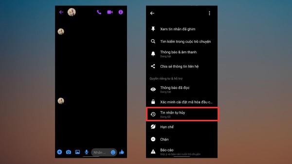 Chọn Tin nhắn tự hủy
