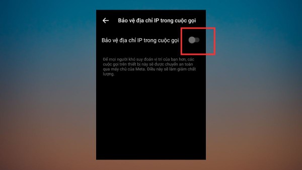 Bật mục “Bảo vệ địa chỉ IP trong cuộc gọi” 
