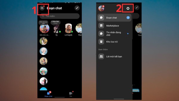Nhấn vào biểu tượng Cài đặt