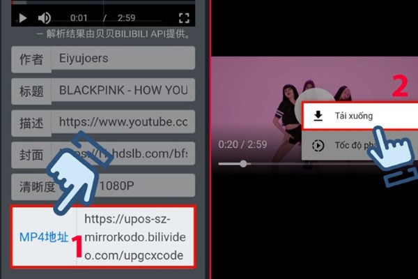 Nhấn Tải Xuống để lưu video về 