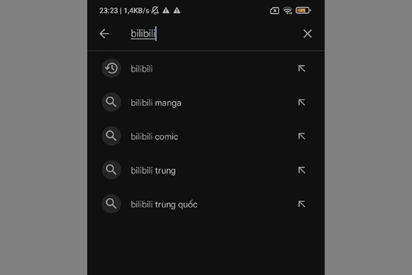 Nhập từ khóa tìm kiếm “Bilibili” 