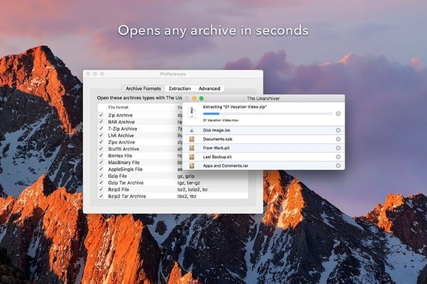 Dung lượng phần mềm The Unarchiver chỉ khoảng vài MB