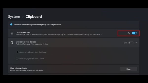Bật Clipboard History 
