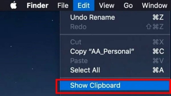 Chọn Show Clipboard